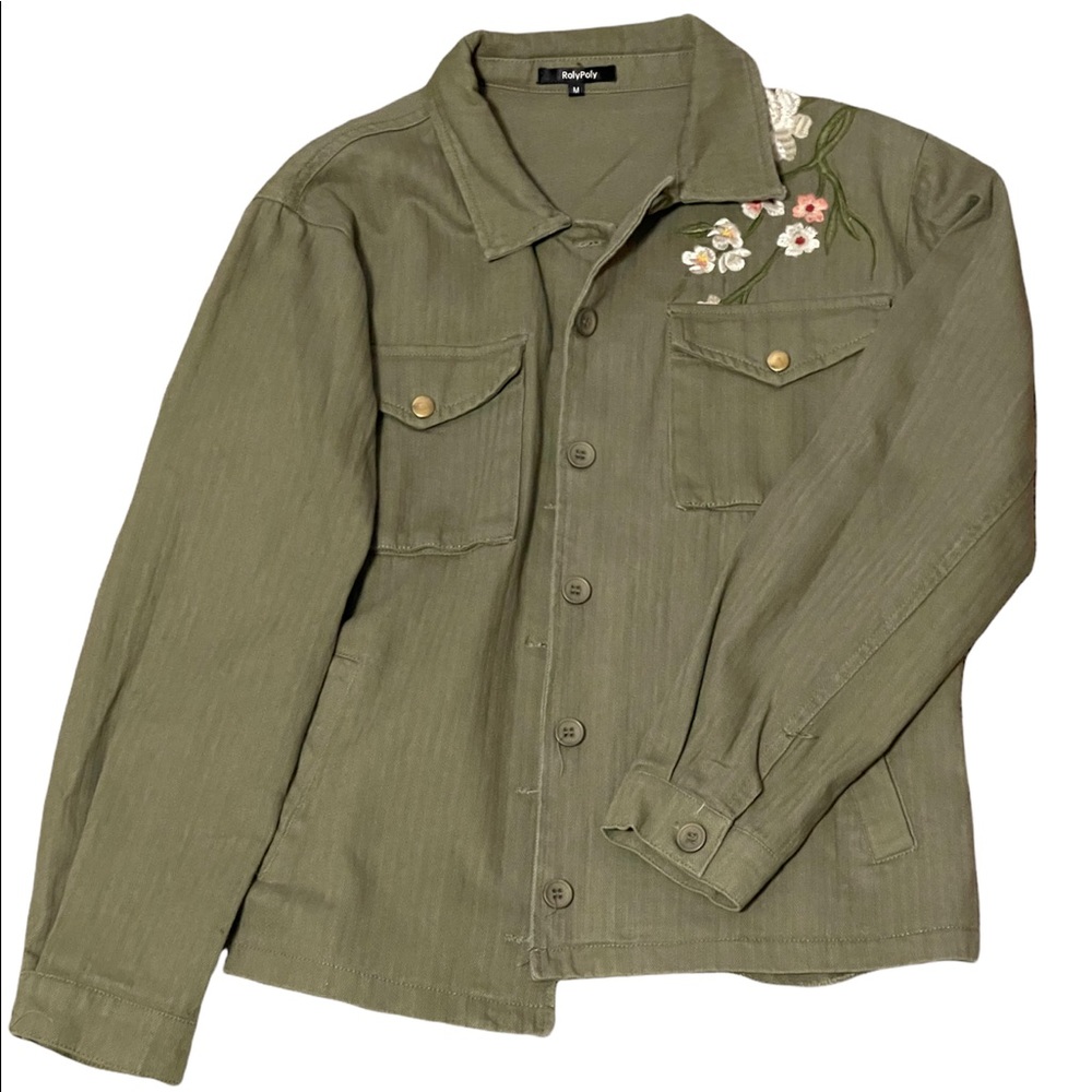 Olive Green Embroidered Jacket
